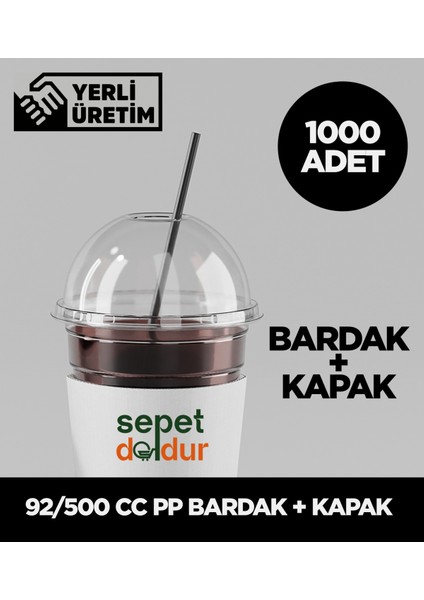 92/500 cc Pet Bardak + Kapak - 1.000 Adet