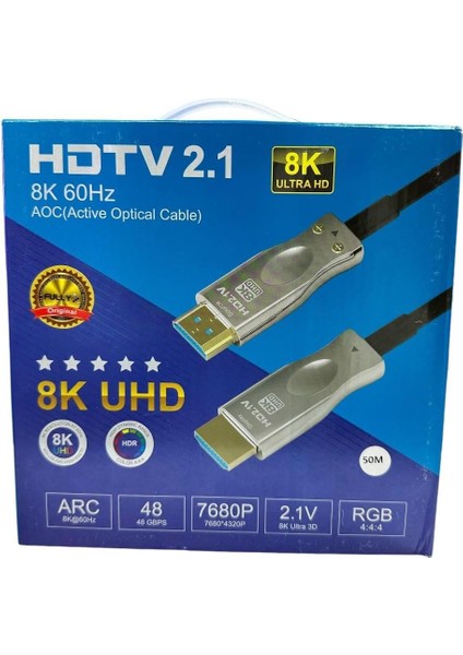 50METRE 8k 60Hz Aoc Fiber Optik HDMI Kablo 2.1V 7680X4320