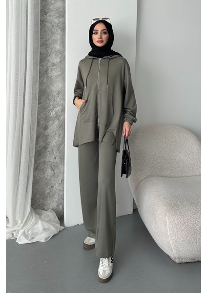 Kadın Modal Penye Oversize Kapüşonlu Tesettür Tunik Takım 1108 modelleri