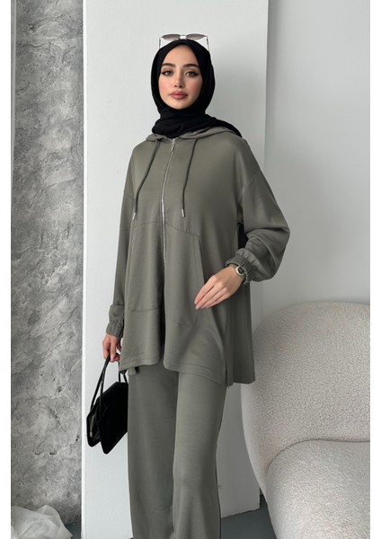 Kadın Modal Penye Oversize Kapüşonlu Tesettür Tunik Takım 1108 fırsatları