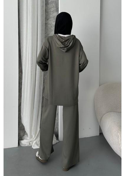 Kadın Modal Penye Oversize Kapüşonlu Tesettür Tunik Takım 1108