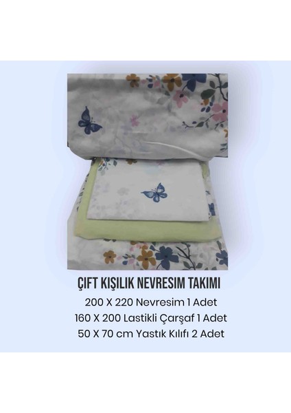 Çift Kişilik Pamuklu Nevresim Takımı / Lastikli Çarşaflı Set