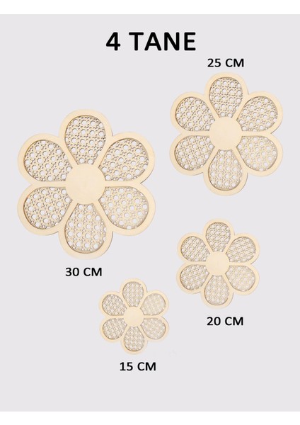 4 Lü Rattan Hazeran Papatya Duvar Süsü - Kapı Süsü - Bebek Çocuk Kapısı Odası Süsü modelleri