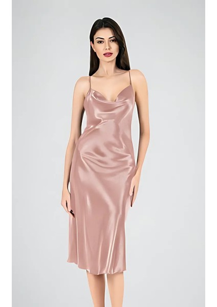 Saten Kumaş Degaje Uzun Gecelik