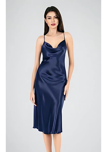 Saten Kumaş Degaje Uzun Gecelik