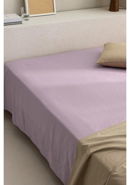 Yeni Sezon Manon King Size %100 Pamuk Ranforce Lastiksiz Çarşaf - Açık Mürdüm - A.mürdüm