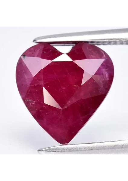 2.14CT 8.2x7.8mm Heart Purplish Red Ruby - Heated, Africa Gemstone