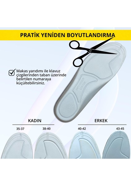 Ultra Anatomik, Topuk Hassasiyetli, Ağrı Azaltıcı, Ter Emici Pike Kumaşlı, Ortopedik Ayakkabı Tabanlığı ( 38-40 arası, Beyaz)