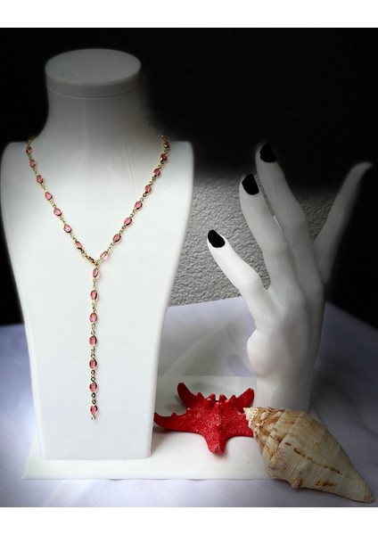 Pembe Oval Detaylı Gold Y Kolye fırsatları