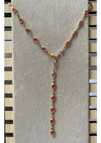 Pembe Oval Detaylı Gold Y Kolye indirimleri