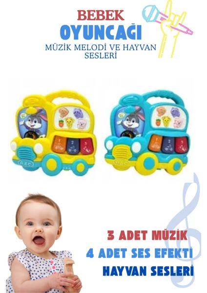 Bebek Oyuncağı Müzik Otobüsü Işıklı ve Müzikli 3 Farklı Mod Özellikli Melodi ve Hayvan Sesli fiyatları