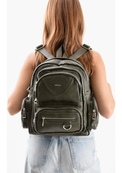 Suni Deri Kadın Sırt Çantası 38*28 cm Mega Bag Günlük Kullanıma Uygun Çok Cepli Içi Astarlı