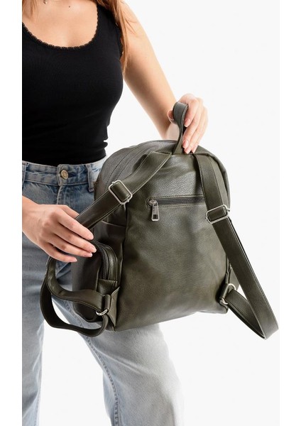 Suni Deri Kadın Sırt Çantası 38*28 cm Mega Bag Günlük Kullanıma Uygun Çok Cepli Içi Astarlı modelleri