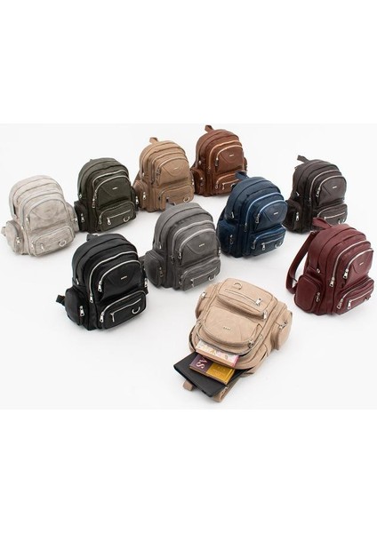 Suni Deri Kadın Sırt Çantası 38*28 cm Mega Bag Günlük Kullanıma Uygun Çok Cepli Içi Astarlı fırsatları