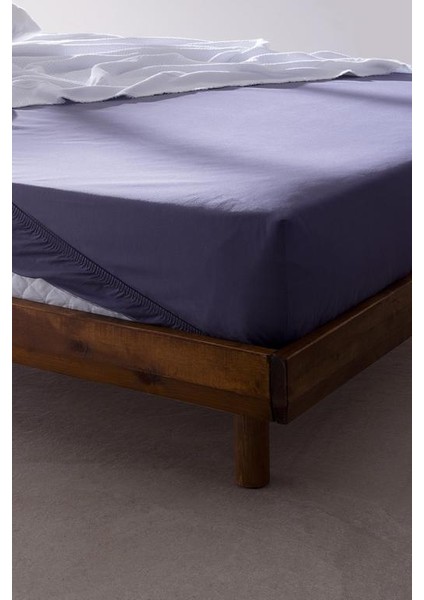 Yeni Sezon Manon King Size Plus %100 Pamuk Ranforce Lastikli Çarşaf - Mor - Mor