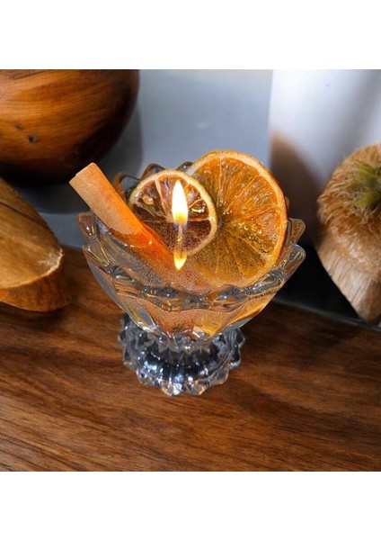 Kokulu Mum Cıtrus Glow Tarçın Portakal Cam Mum