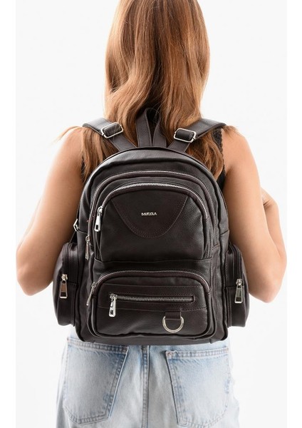 Suni Deri Kadın Sırt Çantası 38*28 cm Mega Bag Günlük Kullanıma Uygun Çok Cepli Içi Astarlı