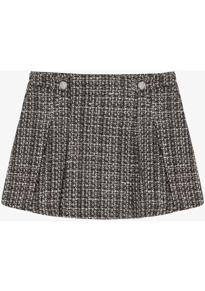 Pileli Düğme Aksesuarlı Tüvit Kahverengi Kadın Etek ETK00879 fiyatları