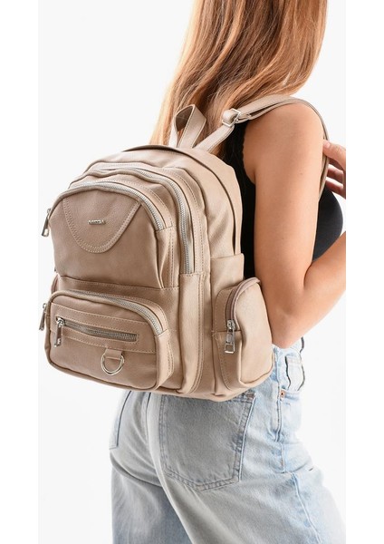 Suni Deri Kadın Sırt Çantası 38*28 cm Mega Bag Günlük Kullanıma Uygun Çok Cepli Içi Astarlı fiyatları