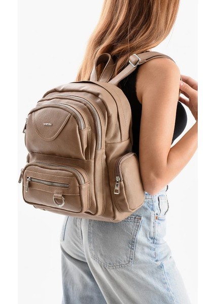 Suni Deri Kadın Sırt Çantası 38*28 cm Mega Bag Günlük Kullanıma Uygun Çok Cepli Içi Astarlı fiyatları