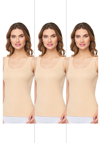 Kadın Ribana Geniş Askılı Pamuklu Likralı Detaylı Atlet 3'lü Paket fiyatları