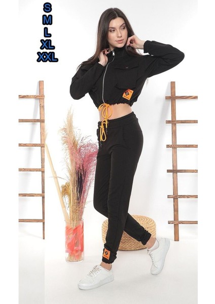 Göbeküstü Kadın Eşofman Takımı Cepli Fermuarlı Iki Iplik fiyatları