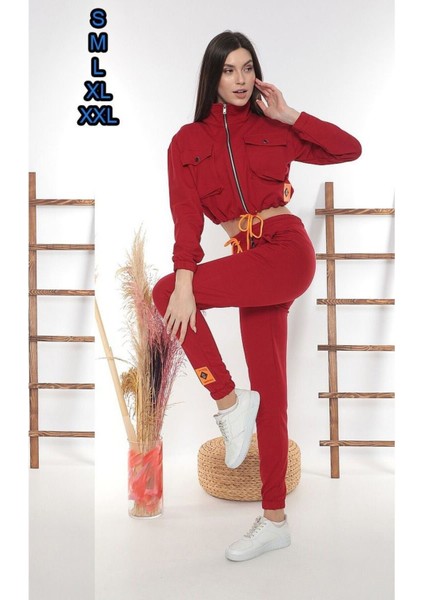 Göbeküstü Kadın Eşofman Takımı Cepli Fermuarlı Iki Iplik fiyatları