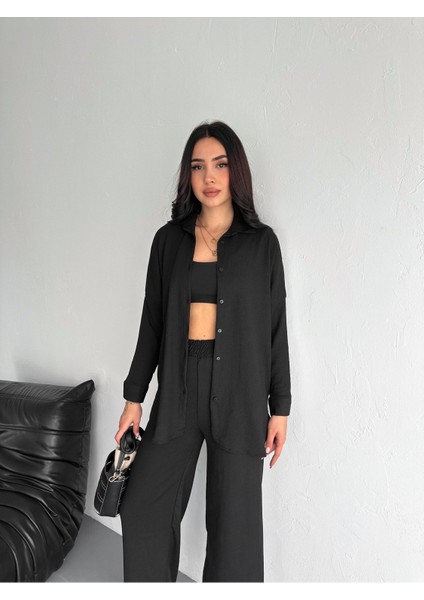 Gofre Uzun Kol Gömlekli Bürümcük Gömlekli Geniş Paçalı Ikili Takım fiyatları