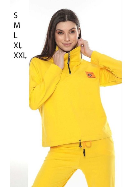 Kadın Eşofman Takımı Yarım Fermuarlı Komando Cepli Iki Iplik