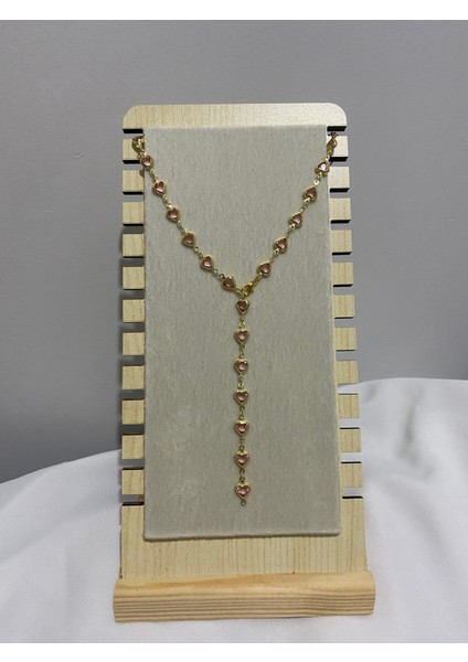 Pembe Kalp Detaylı Gold Y Kolye fiyatları