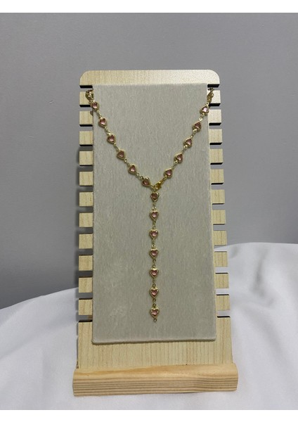 Pembe Kalp Detaylı Gold Y Kolye fırsatları