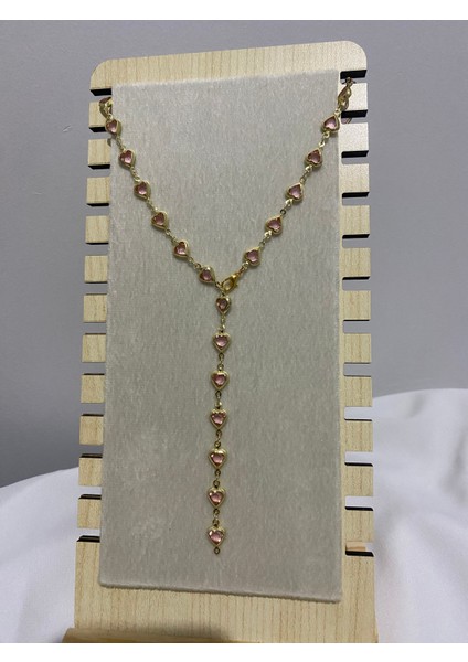 Pembe Kalp Detaylı Gold Y Kolye indirimleri