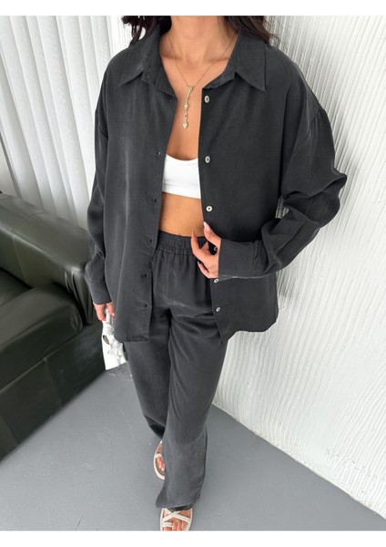 Yumuşak Doku Modal Kumaş Gömlekli Takım