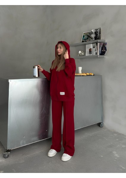 Oversize Kapşunlu Fermuarlı Etiket Detaylı 2 Iplik Kumaş Eşofman Takımı fiyatları