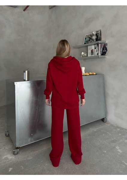 Oversize Kapşunlu Fermuarlı Etiket Detaylı 2 Iplik Kumaş Eşofman Takımı indirimleri