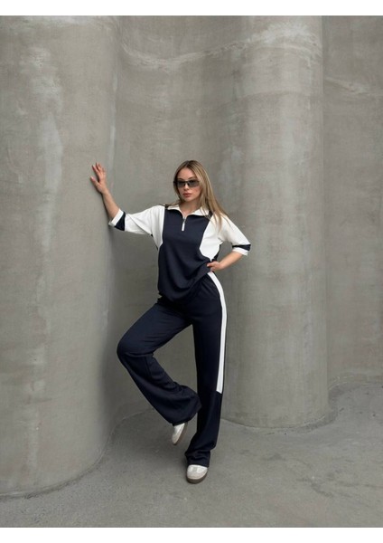 Garnili Yarım Fermuarlı Oversize Geniş Paça Yumuşak Doku Modal Kumaş Eşofman Takım fiyatları