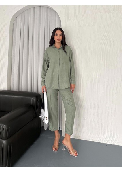 Aerobin Keten Gömlek Pantolon 2li Alt Üst Takım modelleri