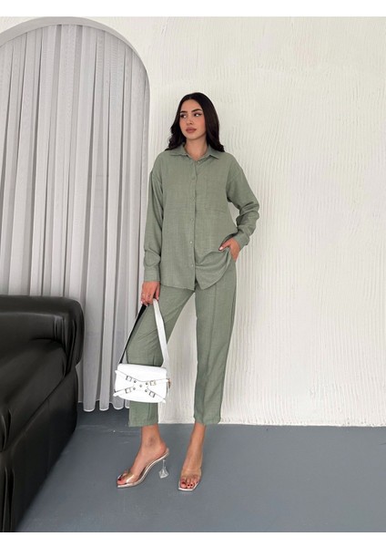 Aerobin Keten Gömlek Pantolon 2li Alt Üst Takım fırsatları