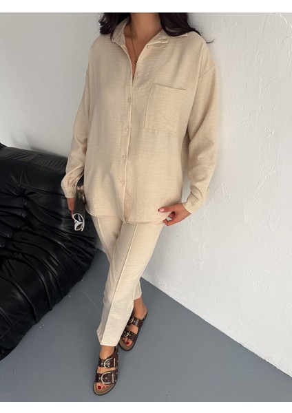 Aerobin Keten Gömlek Pantolon 2li Alt Üst Takım fiyatları