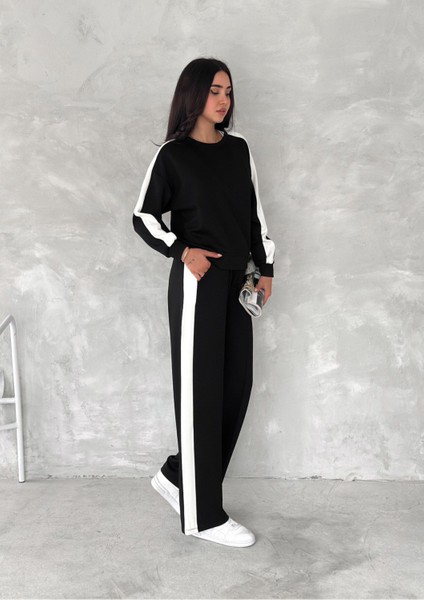 Geniş Şeritli Yumuşak Doku Modal Kumaş Eşofman Takım modelleri