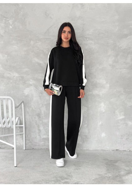 Geniş Şeritli Yumuşak Doku Modal Kumaş Eşofman Takım indirimleri