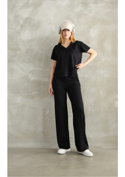 Modal Kumaş V Yaka Kısakol Eşofman Takım modelleri