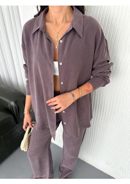 Yumuşak Doku Modal Kumaş Gömlekli Takım