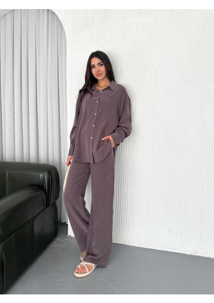 Yumuşak Doku Modal Kumaş Gömlekli Takım modelleri