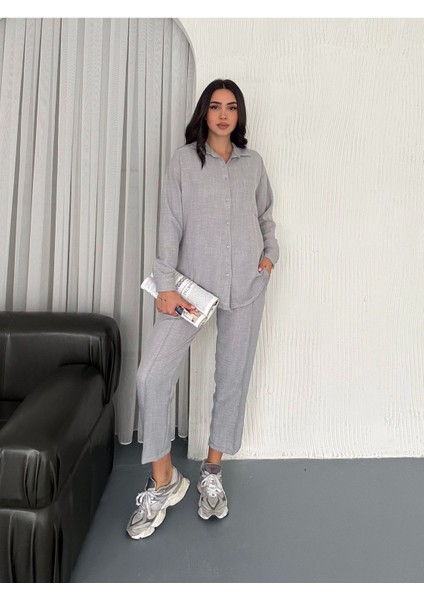 Aerobin Keten Gömlek Pantolon 2li Alt Üst Takım fırsatları