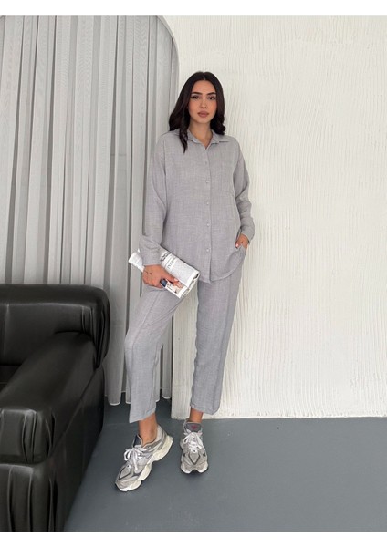 Aerobin Keten Gömlek Pantolon 2li Alt Üst Takım indirimleri