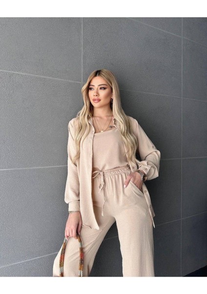 Aerobin Kumaş Gömlekli Genş Pantolunlu 3 Lü Takım