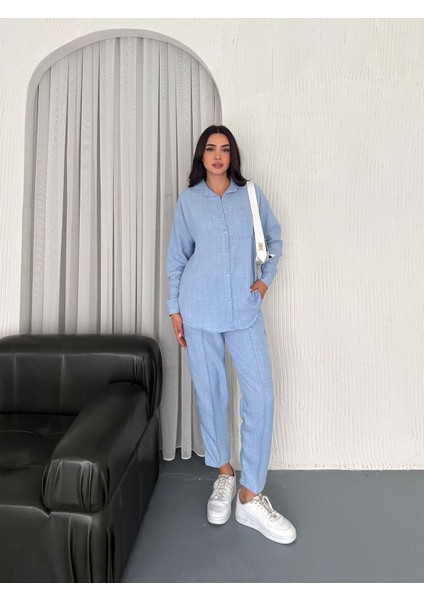 Aerobin Keten Gömlek Pantolon 2li Alt Üst Takım