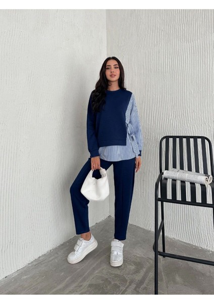 Poplin Bağlamalı Çizgi Detaylı Oversize Modal Kumaş Takım fiyatları