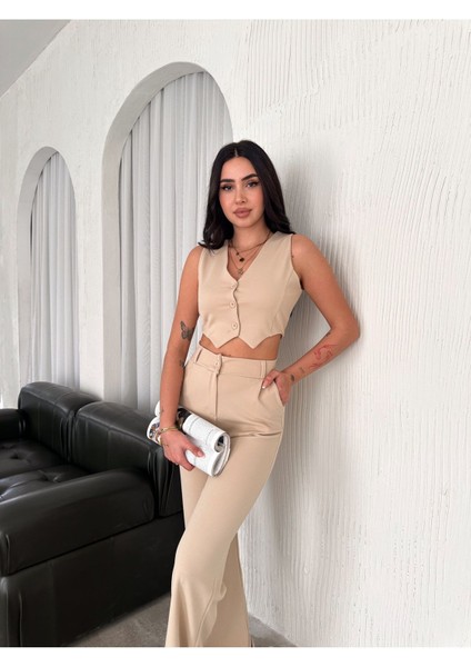 Yelek Pantolon Krep Takım